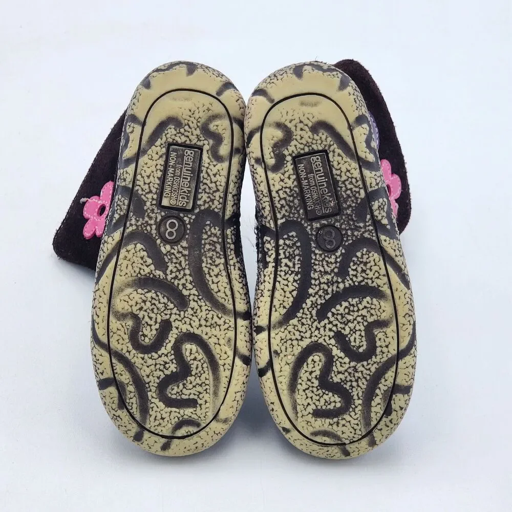 OshKosh B'Gosh GenuineKids Y2K Flower Heart Suede Leather Boots Toddler's Size 8